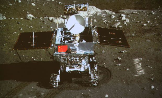In this image taken by the on-board camera of the lunar probe Chang'e-3 and made off the screen of the Beijing Aerospace Control Center in Beijing, China's first moon rover 'Yutu' - or Jade Rabbit - is on the lunar surface in the area known as Sinus In this image taken by the on-board camera of the lunar probe Chang'e-3 and made off the screen of the Beijing Aerospace Control Center in Beijing, China's first moon rover 'Yutu' - or Jade Rabbit - is on the lunar surface in the area known as Sinus